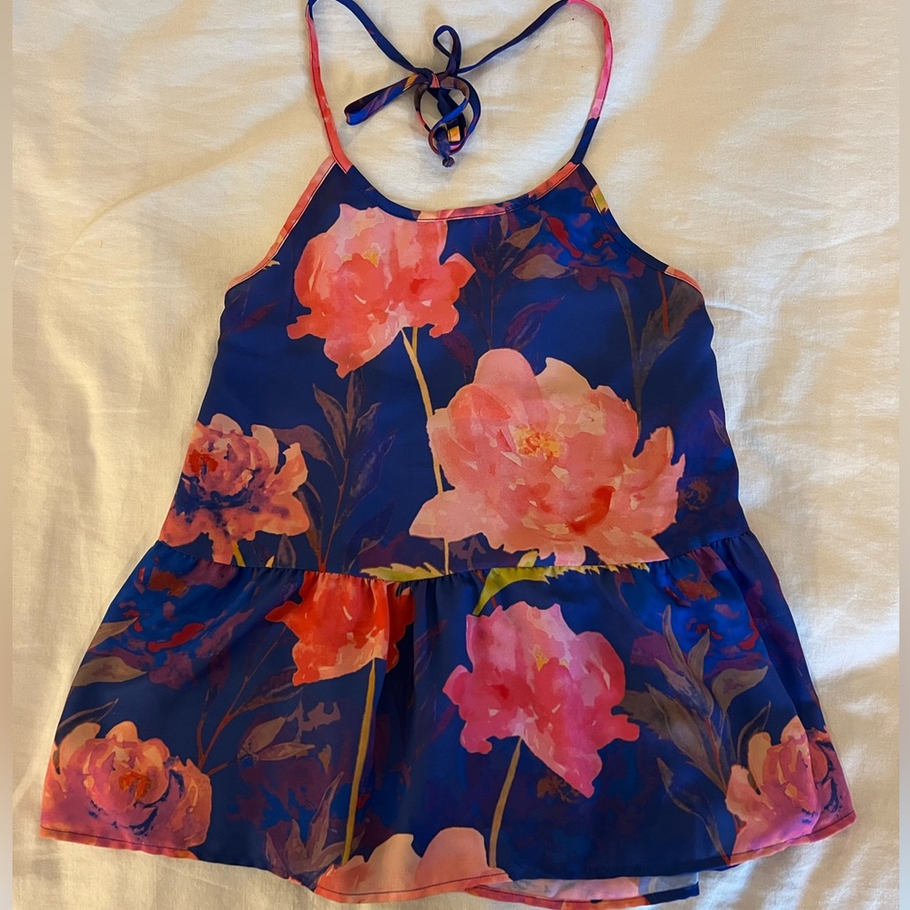 Everly Blue and Orange Floral Dress